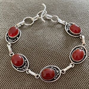 Sterling Silver Carnelian Bracelet